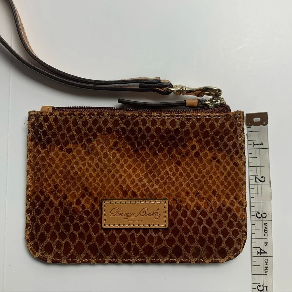 Dooney & Bourke Brown Leather Wristlet Snake Reptile Print Clutch Pouch - Picture 4 of 10